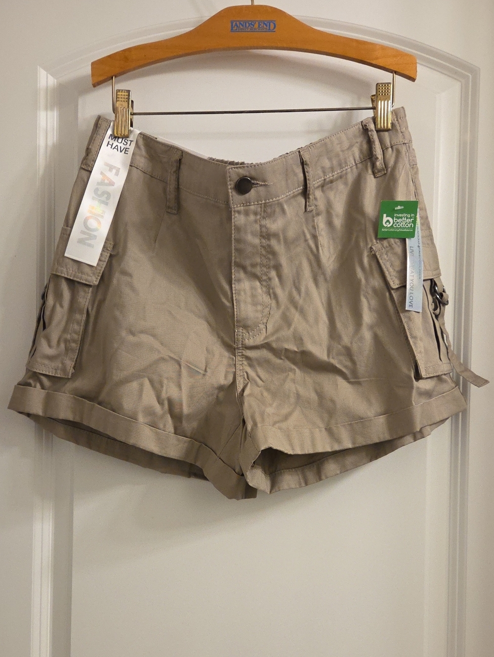 Tinseltown Tan Cargo Shorts with Side Flap Pockets